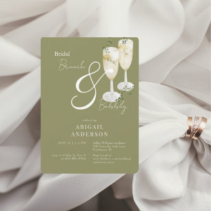 Invitación Desayuno nupcial y ducha de burbujas de color verd