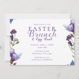 Invitación Desayuno Pascual Flores de Primavera Floral Púrpur