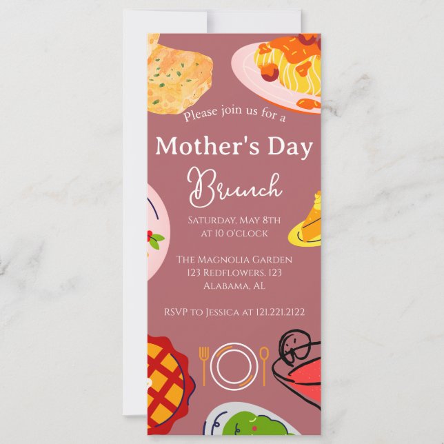 Invitación Desayuno personalizado del Día de la Madre | tema  (Anverso)