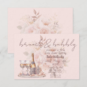 Invitación Desayuno rosa y brindis para la ducha de boda