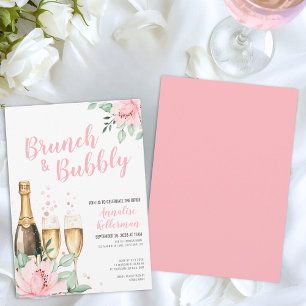 Invitación Desayuno Rosa y Brunch Espumoso para Despedida de 