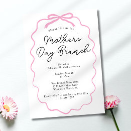 Invitación Desayuno simple minimalista con lazo rosa para el