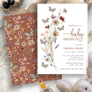 Invitación Desayuno Tardío de Terracota Bohemio de Flores Sil