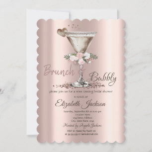 Invitación Desayuno Tardío y Cóctel Floral Bubbly Brunch para