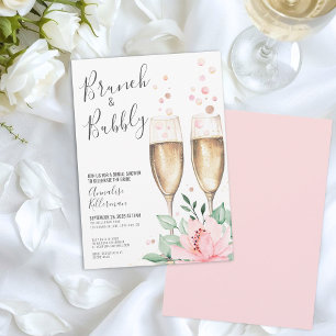 Invitación Desayuno Tardío y Rosado Burbujeante Bridal Shower