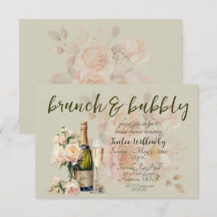Invitación Desayuno verde y brindis de ducha de boda