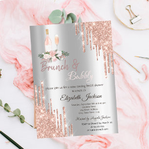Invitación Desayuno y burbujas Drips para boda de plata