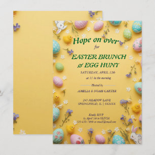 Invitación Desayuno y caza de Pascua colorido amarillo