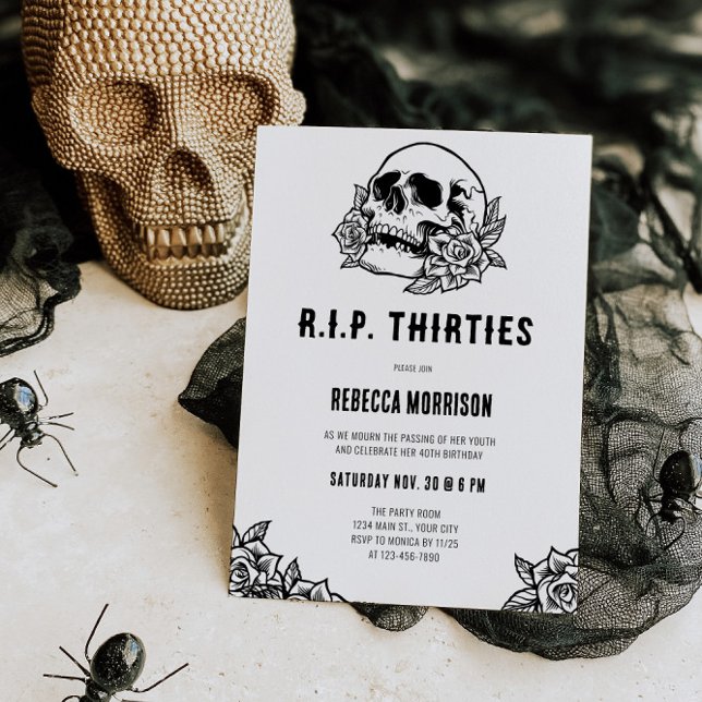 Invitación Descanse en paz Treinta años 40 cumpleaños (RIP Thirties 40th Birthday Invite)