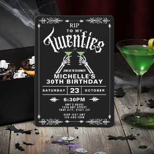 Invitación Descanso en blanco y negro por mis 20 años 30