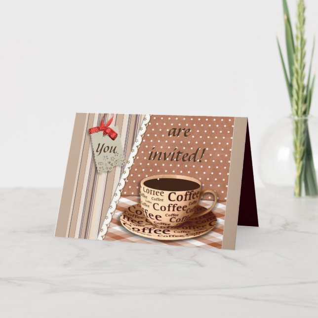 INVITACIÓN DESCANSO PARA TOMAR CAFÉ, TAZA DE CAFÉ DEL TIEMPO (Anverso)