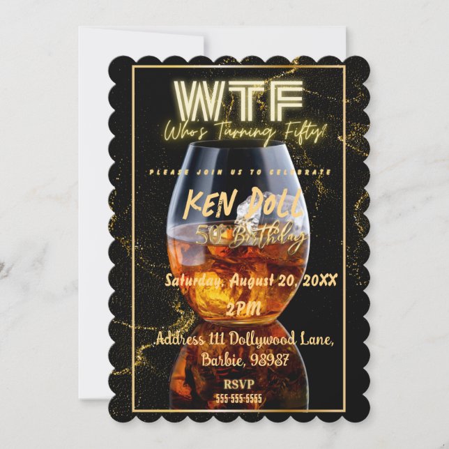Invitación Descarga de la fiesta de cumpleaños número 50 de W (Anverso)
