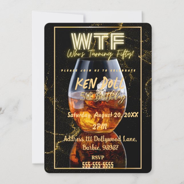 Invitación Descarga de la fiesta de cumpleaños número 50 de W (Anverso)