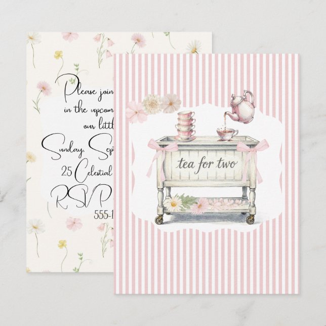 Invitación Descarga Digital Baby Shower 'Té para Dos' (Anverso / Reverso)