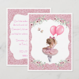Invitación Descarga digital cumpleaños 3 bailarina de ballet