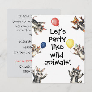 Invitación Descarga digital de fiesta de animales salvajes pa