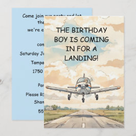 Invitación Descarga digital de fiesta de cumpleaños de avión