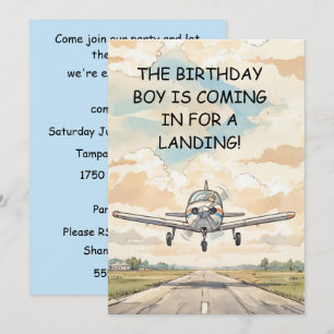 Invitación Descarga digital de fiesta de cumpleaños de avión