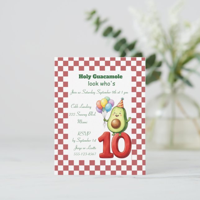 Invitación Descarga digital de fiesta de cumpleaños Holy Guac (Anverso de pie)