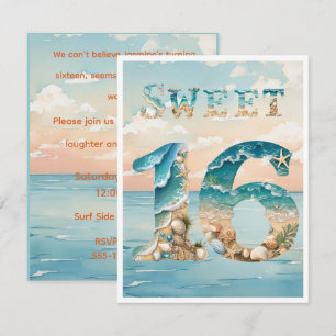 Invitación Descarga digital de fiesta en la playa Sweet Sixte