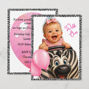 Invitación Descarga digital de Wild One Baby Girl