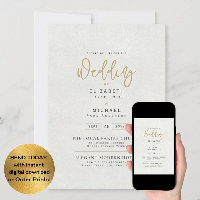Invitación Descarga digital instantánea de Boda Gris marfileñ (Subido por el creador)