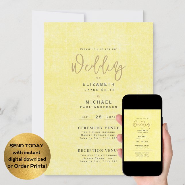 Invitación Descarga digital instantánea del Boda amarillo lim (Subido por el creador)