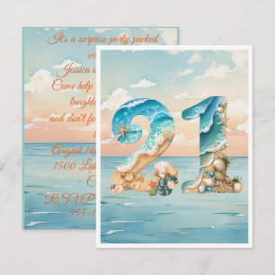 Invitación Descarga digital tema océano cumpleaños 21