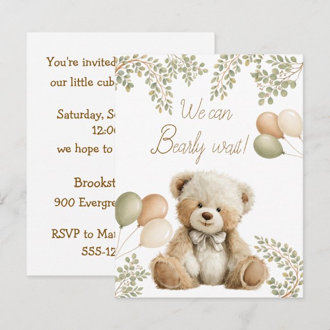 Invitación Descarga digital We Can Beary Wait (Anverso / Reverso)
