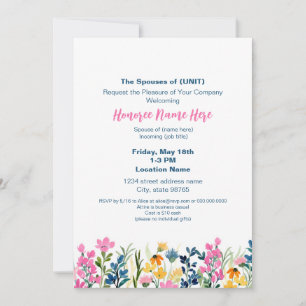 Invitación Descarga floral de bienvenida de cónyuge militar