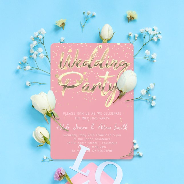 Invitación Descarga instantánea de Rubor Gold por parte de We (Wedding Party Instant Download Blush Gold Invitation)