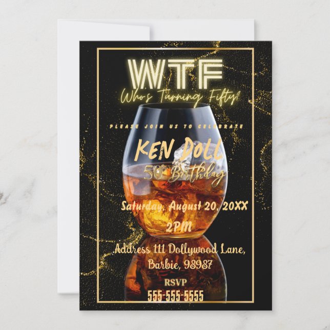 Invitación Descarga instantánea del 50 cumpleaños de WTF Fift (Anverso)