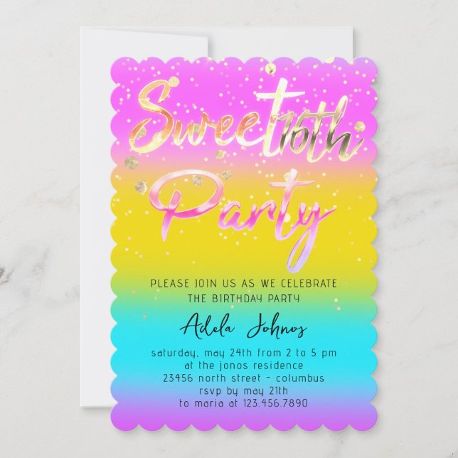 Invitación Descarga instantánea Fiesta de cumpleaños Gold Pin (Anverso)
