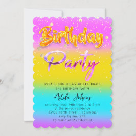 Invitación Descarga instantánea Fiesta de cumpleaños Gold Pin