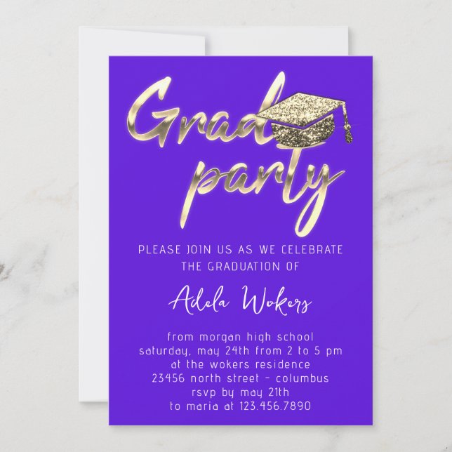 Invitación Descarga instantánea Fiesta de graduación Copa de  (Anverso)