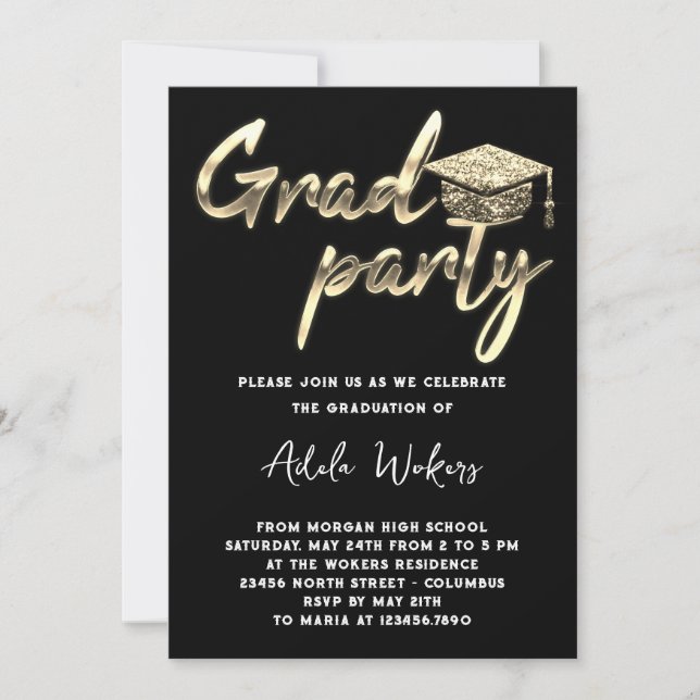 Invitación Descarga instantánea Graduación de la fiesta de gr (Anverso)