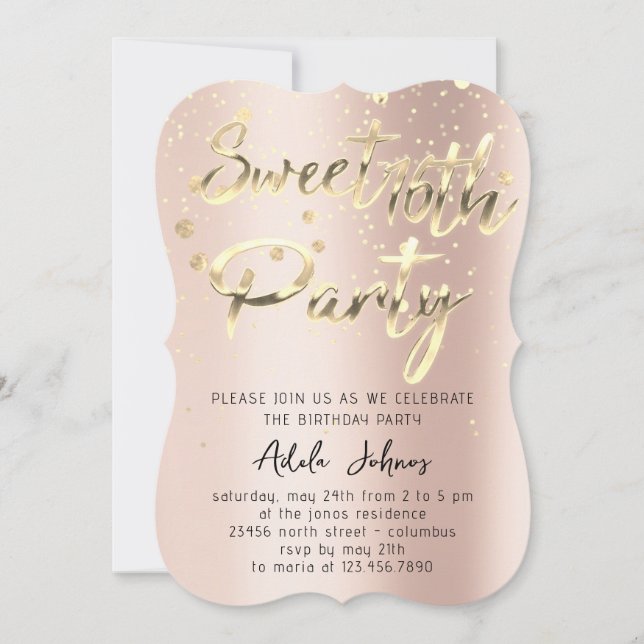 Invitación Descarga instantánea Rosa de la fiesta de cumpleañ (Anverso)
