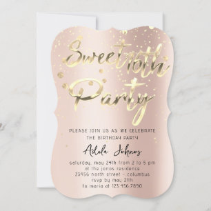 Invitación Descarga instantánea Rosa de la fiesta de cumpleañ