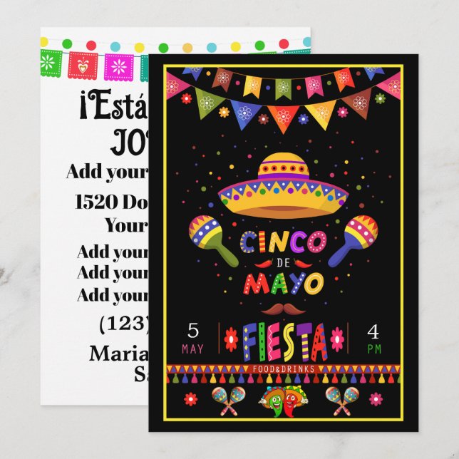 Invitación Descargar la opción Cinco de Mayo (Anverso / Reverso)