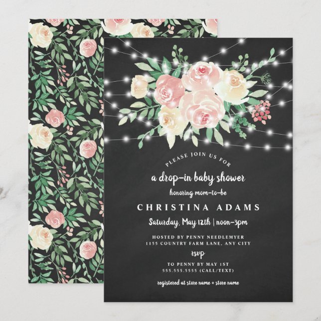 Invitación Descenso floral de las luces de Rubor en fiesta de (Anverso / Reverso)