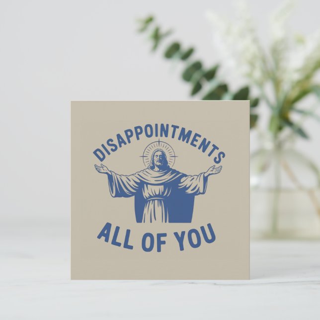 Invitación Descepciones Todos Ustedes Retro Jesús Meme Divert (Anverso de pie)