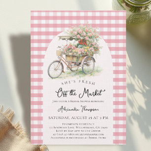 Invitación Desconectada del Mercado Bicicleta Gingham Arco De