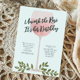 Invitación Descorcha el vino rosado Acuarela Fiesta de cumple