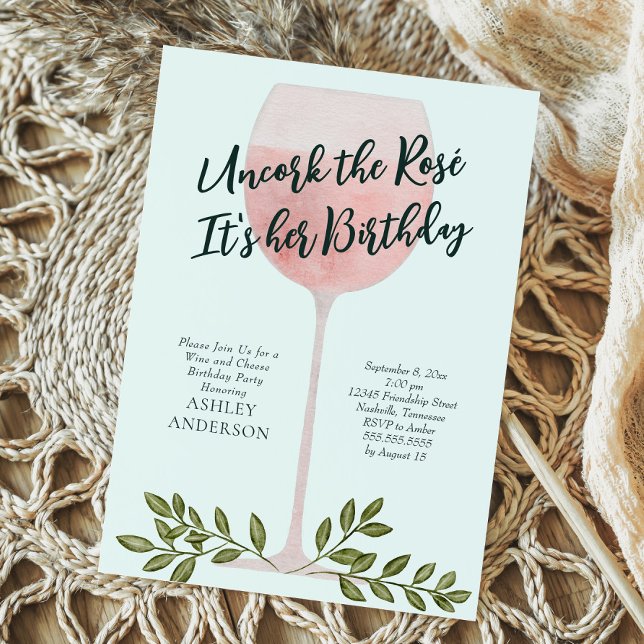 Invitación Descorcha la Fiesta de Cumpleaños de Vino Rosado A (Subido por el creador)