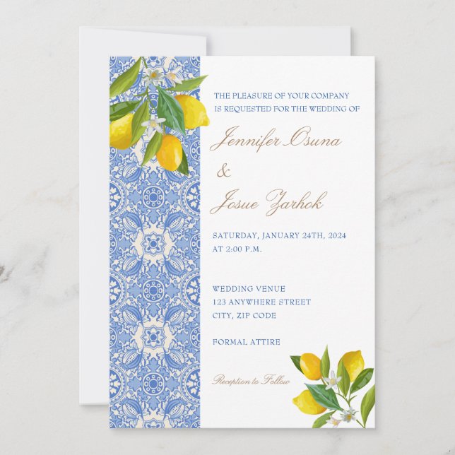 Invitación Descubriendo más: Azulejos italianos y la boda de  (Anverso)