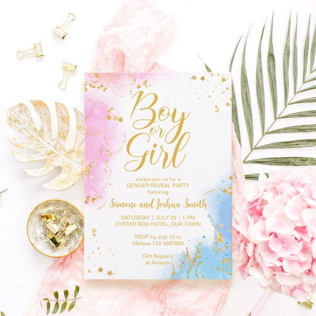 Invitación Descubrimiento de sexo masculino o chica en oro ro (Subido por el creador)