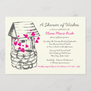 Invitación Deseando buen corazón rosa para la ducha de novia