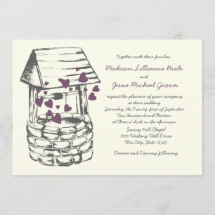 Invitación Deseando Corazones de ciruelas bien Bodas