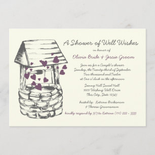 Invitación Deseando Que Bueno Parejas Ducha Corazones De Plum