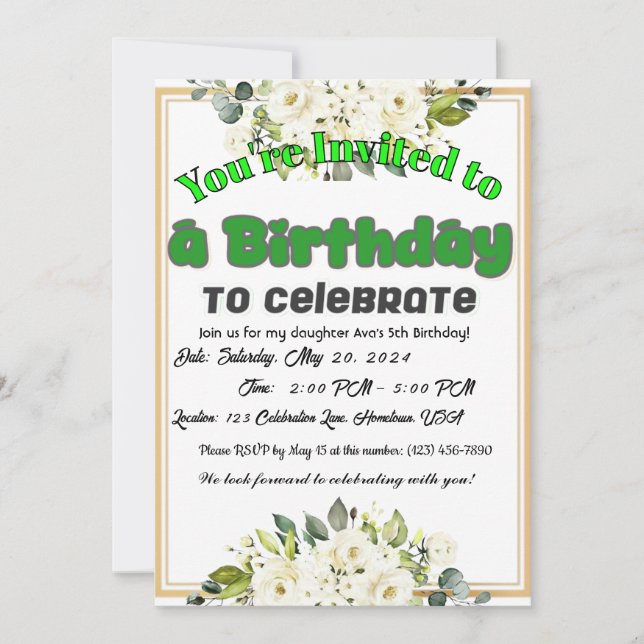 Invitación ¡Deseándole un Año Lleno de Alegría! (Anverso)